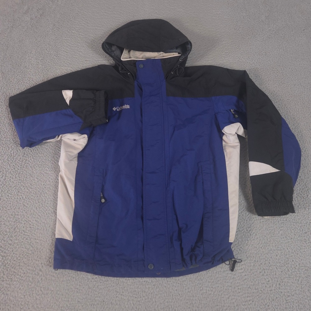 Columbia Jacket Mens M Blue‎ Core Interchange Nylon Colorblock Hooded Shell
